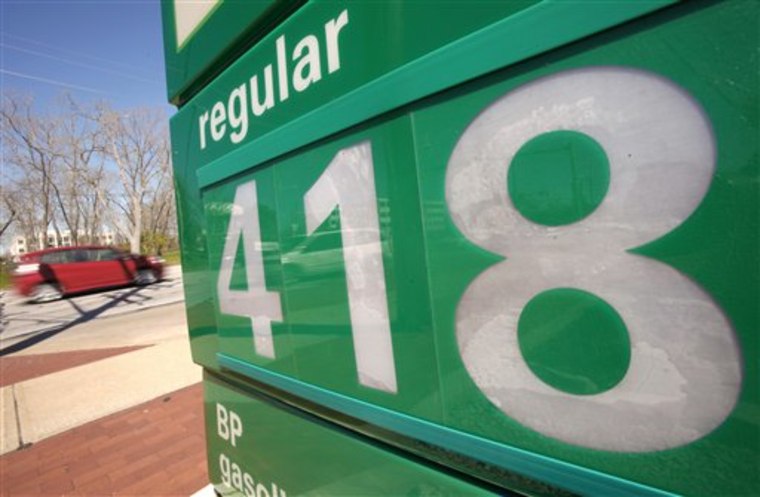 In this May 5, 2011 photo, the price for one gallon of unleaded regular gasoline is seen on the sign outside a BP gas station in Beachwood, Ohio. Americans are switching to more fuel efficient cars and driving fewer miles, but purchases of gasoline are still gobbling up an increasing chunk of the nation?s pocketbook. (AP Photo/Amy Sancetta)